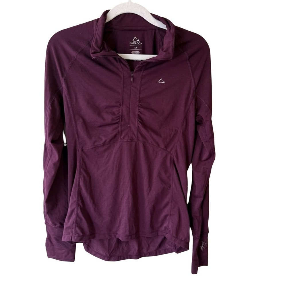Paradox Purple Ruched Polo Long Sleeve Tee